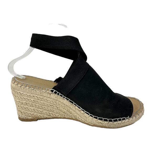 Adrienne Vittadini CALLA Espadrille Wedge Sandals Womens 10M Black Chunky Boho - Picture 7 of 13